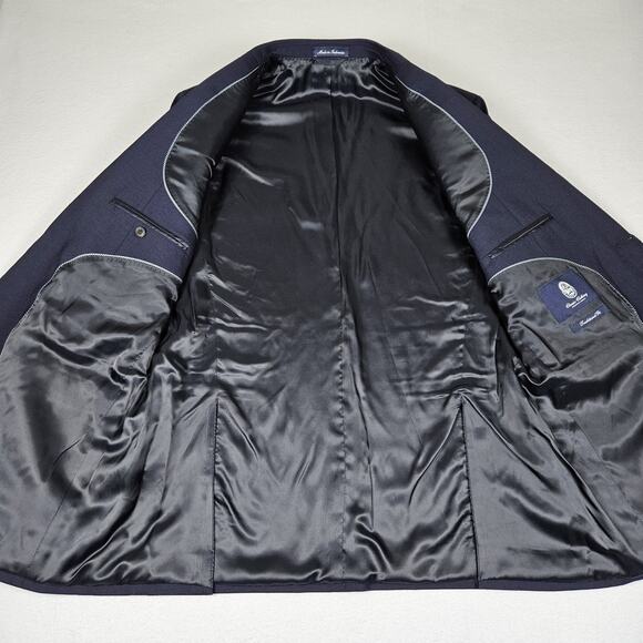 Lands' End Year Rounder Stretch Wool Blazer 44L Traditional Fit Navy Suit Jacket - Picture 4 of 16